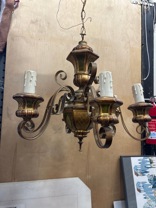 SMALL 6 LIGHT ITALIAN FLORENTINE CANDLE CHANDELIER