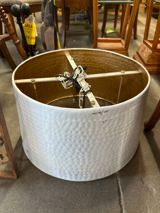 LARGE WHITE METAL HANGING LIGHT