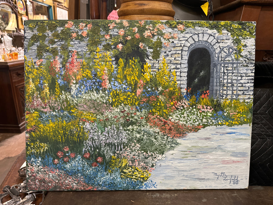 UNFRAMED IMPRESSIONIST FLORAL GARDEN OIL PAINTING