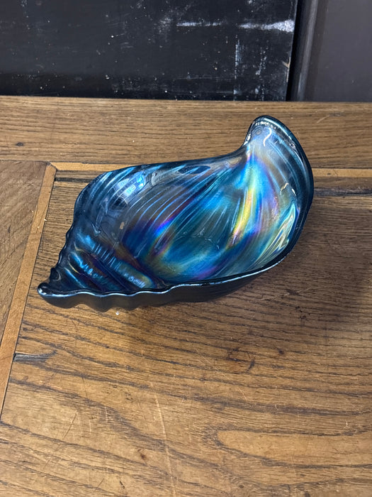 BLUE IRIDESCENT SHELL DISH