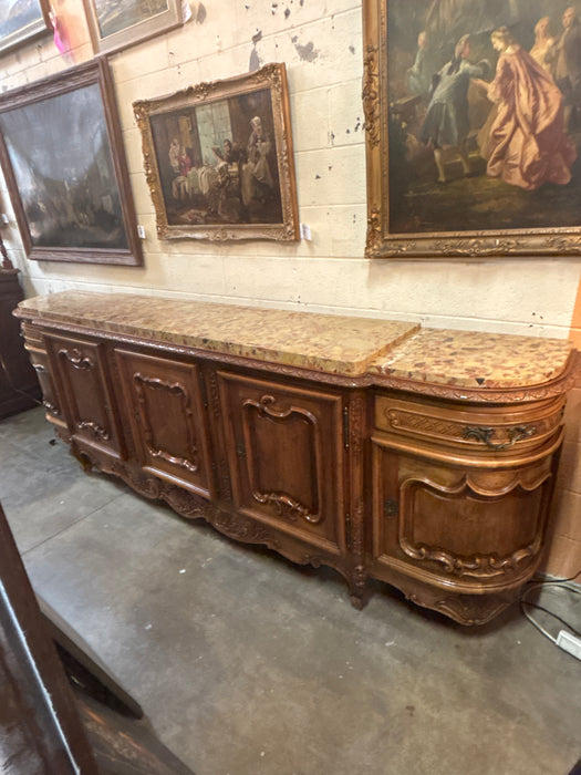 LOUIS XV SIDEBOARD WITH CARAMEL COLORED MARBLE TOP