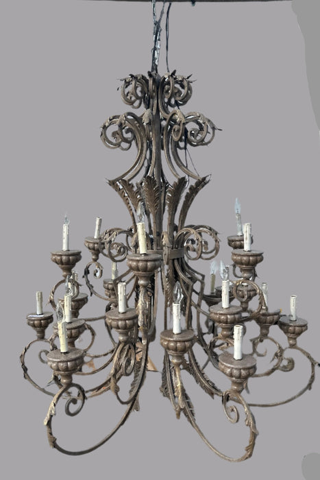 LARGE 24 LIGHT IRON CHANDELIER