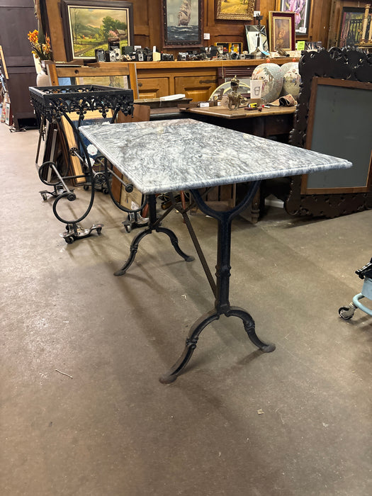SMALL GRAY MARBLE TOP BAKER TABLE