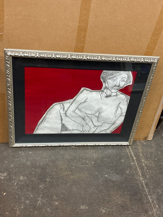 FIGURE DRAWING OF NAKED WOMAN SIGNED