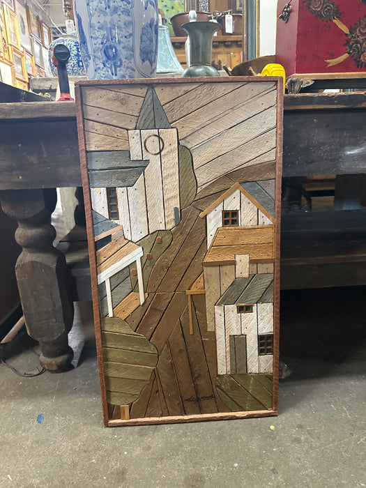 SLAT PICTURE OF VILLAGE SCENE