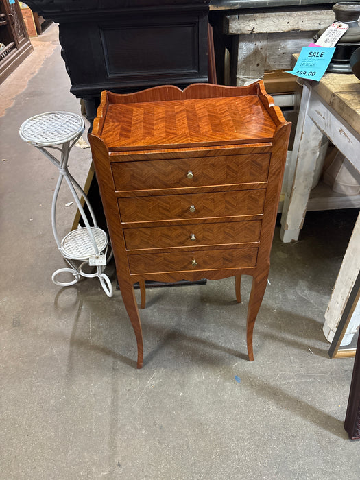 FRENCH 4 DRAWER VENEER NIGHT STAND