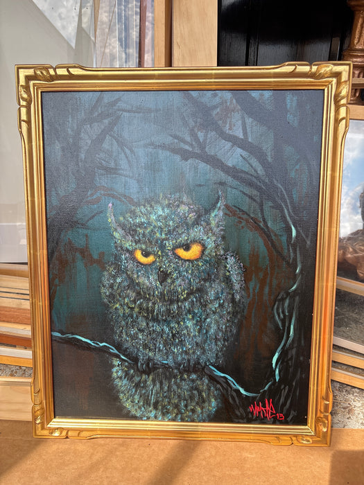 OWL PAINTING IN GOLD FRAME