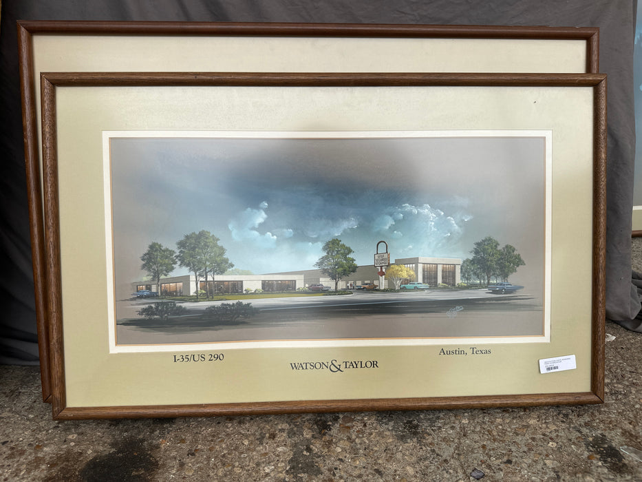 ARCHITECTURAL PASTEL RENDERING FROM THE MIDCENTURY
