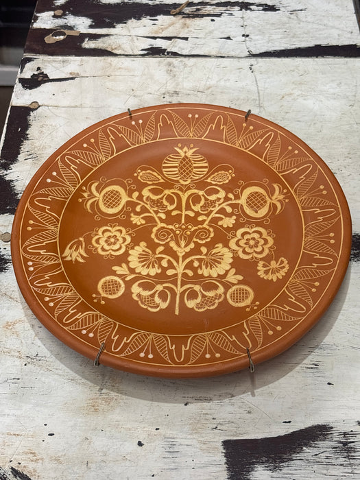 FLORAL ORANGE MEXICAN POTTERY WALL PLATE