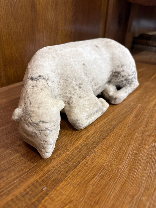 SMALL CARVED STONE HOVED ANIMAL