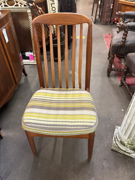 SET OF 6 BENNY LINDEN MID CENTURY MODERN OAK SLAT BACK GREEN UPHOLSTERED DINING CHAIRS 2 WITH ARMS