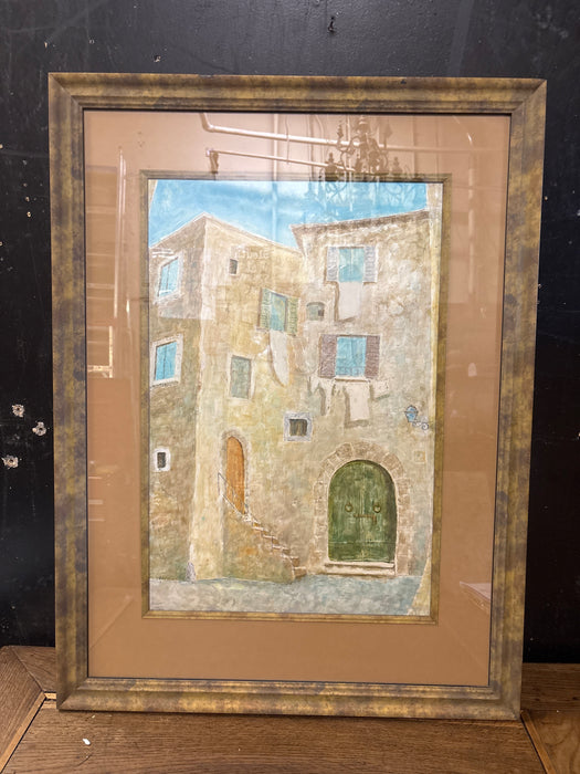 MEDITERRANEAN VILLA PUERTA VERDE WATERCOLOR PAINTING