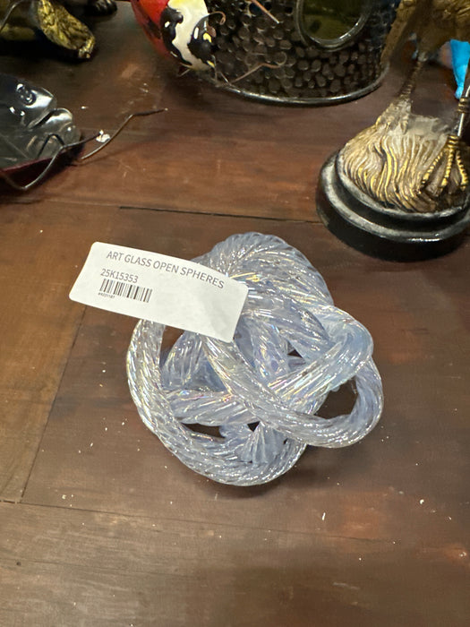 CLEAR ART GLASS OPEN SPHERE SMALL TWIST