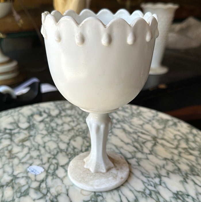 SMALL MILK GLASS FOOTED COMPOTE