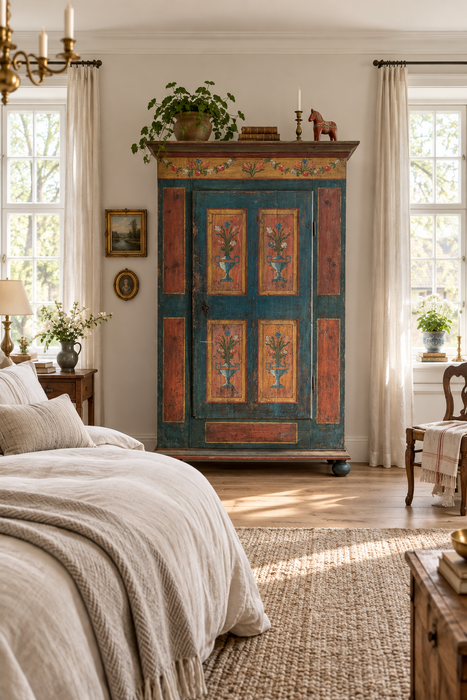 SMALL 2 DOOR PAINTED SWEDISH ARMOIRE