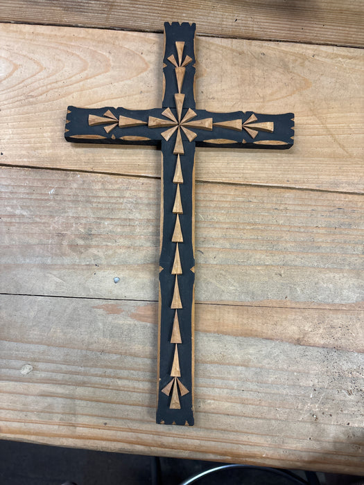 PAINTED AND DECORATED WOOD CROSS