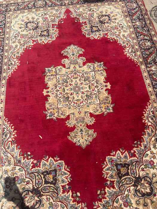 LARGE RED HAND TIED PERSIAN RUG - AS FOUND