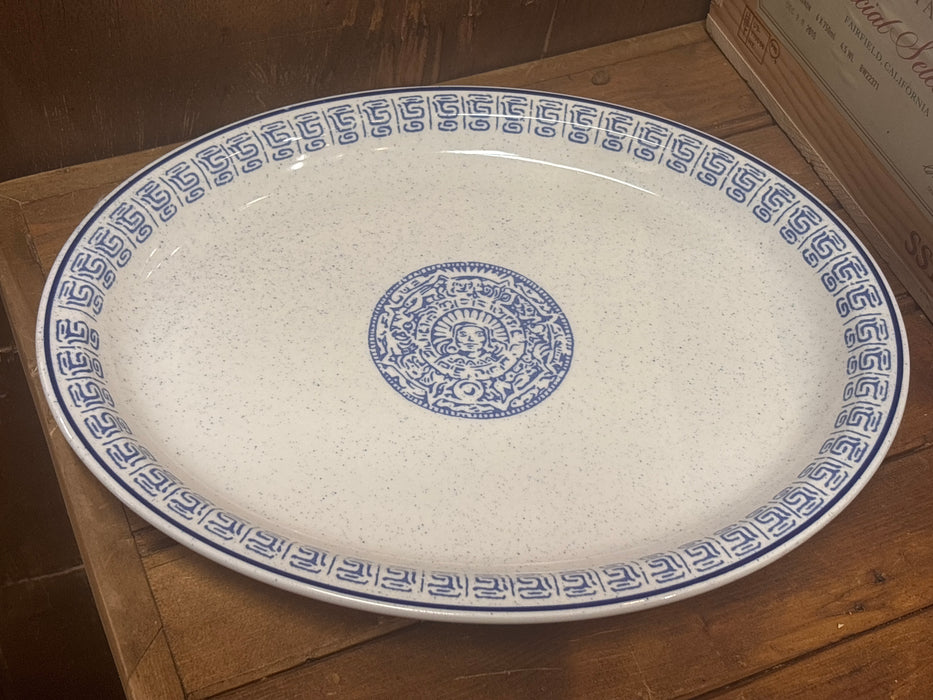 MEDIUM BLUE AND WHITE BUFFALO PLATTER 1 EACH OF 2