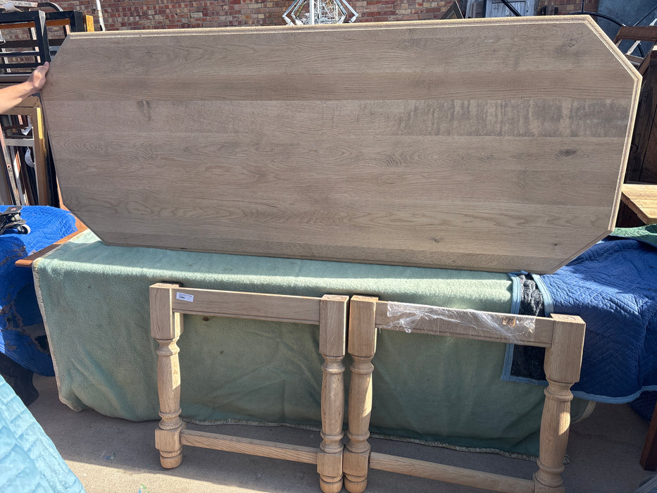 RAW OAK FARM TABLE WITH CANTED CORNERS