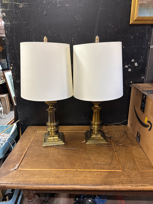 PAIR OF BRASS TABLE LAMPS
