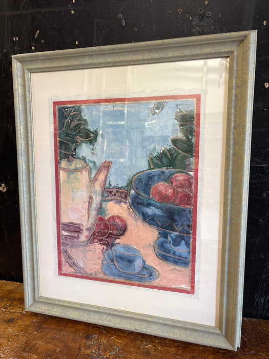FRAMED CONTEMPORY STILL LIFE WATER COLOR SIGNED
