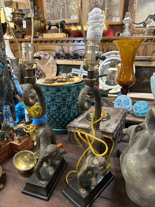 PAIR OF MONKEY LAMPS WITH SHADES