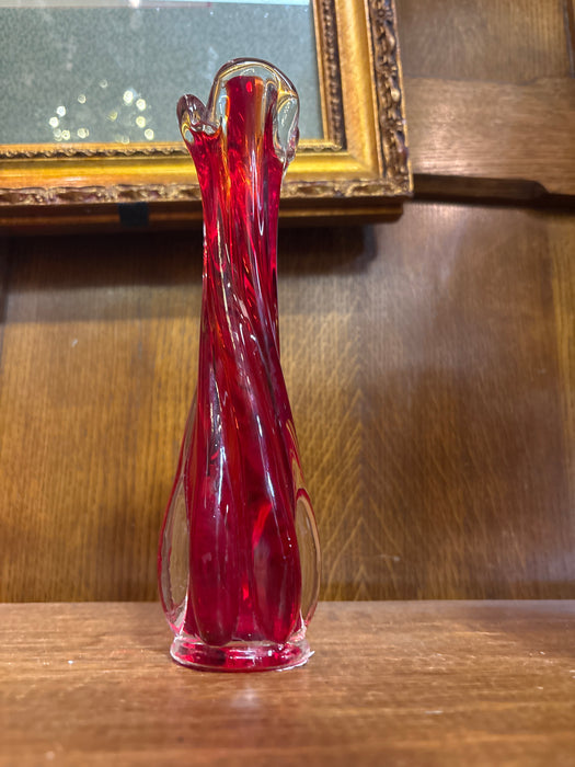 RED MURANO STYLE GLASS VASE