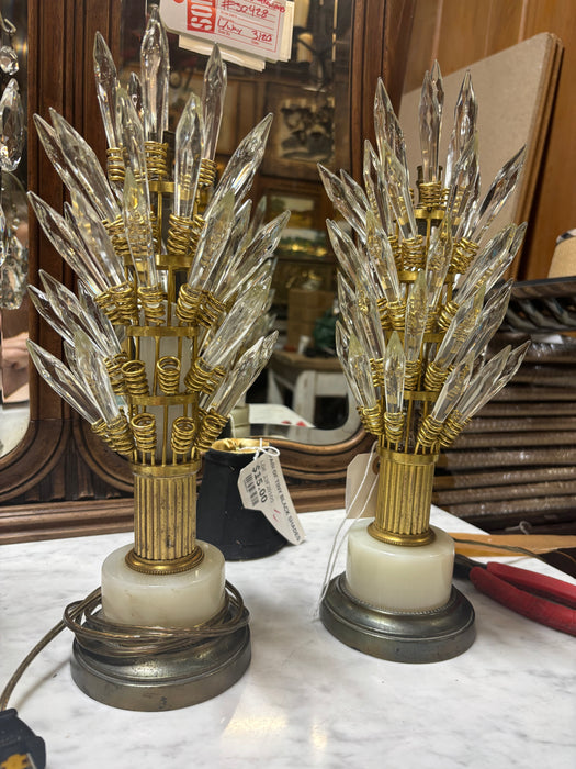 VINTAGE PAIR OF SPIKEY LUSTER VANITY LAMPS