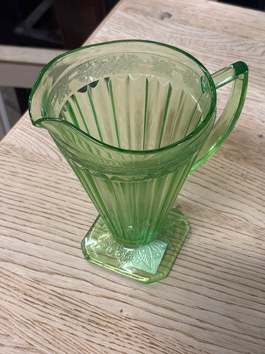 GREEN DEPRESSION GLASS PITCHER