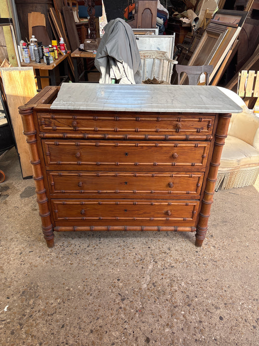 4 DRAWER FAUX BAMBOO CHEST - AS FOUND MARBLE