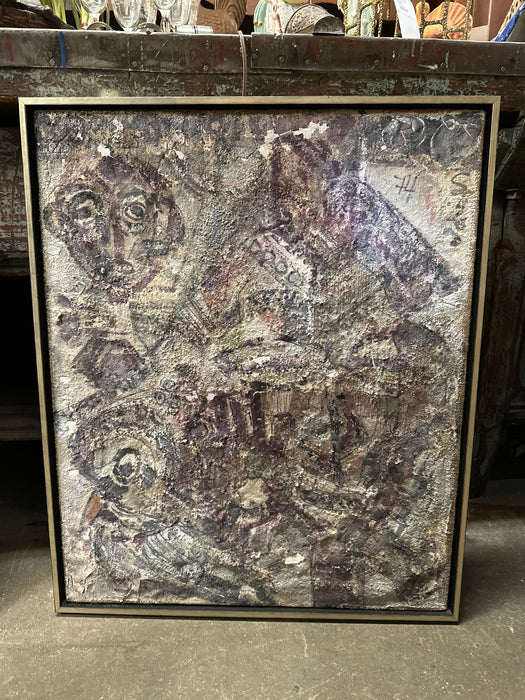 MIXED MEDIA FIGURAL PAINTING AS FOUND