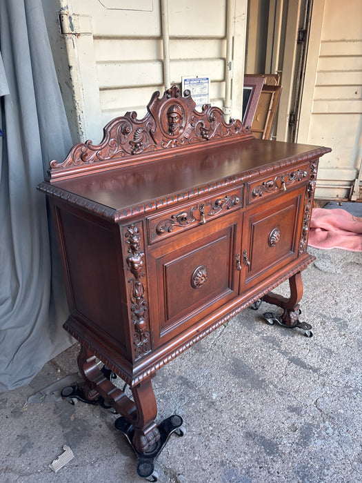 WALNUT SPANISH PAW FOOT SERVER WITH KNIGHT