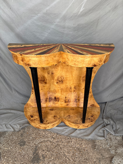 ART DECO  BURL WOOD CONSOLE TABLE