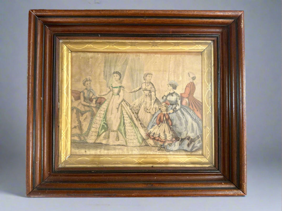 WALNUT FRAMED VICTORIAN SOCIAL SCENE