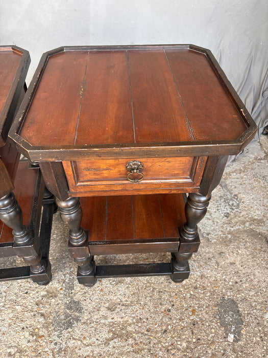 PAIR OF CHERRY AMERICAN SIGNATURE WELL TURNED SIDE TABLES