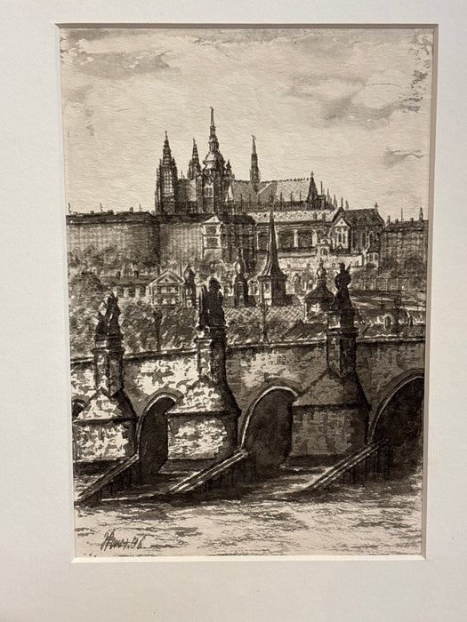 GOLD FRAMED CITY WATER WAY - SIGNED