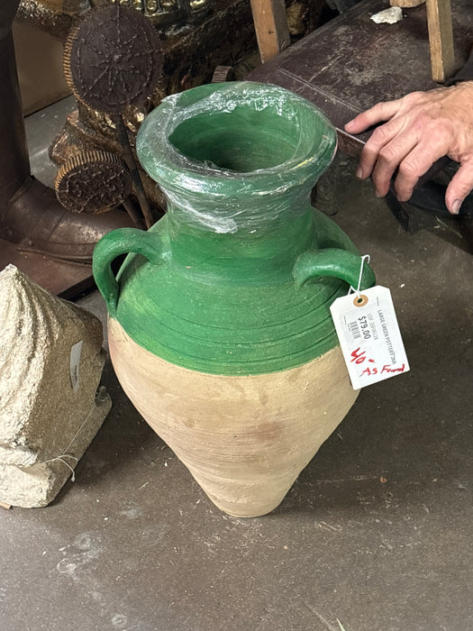 AS FOUND LARGE GREEN POTTERY JAR