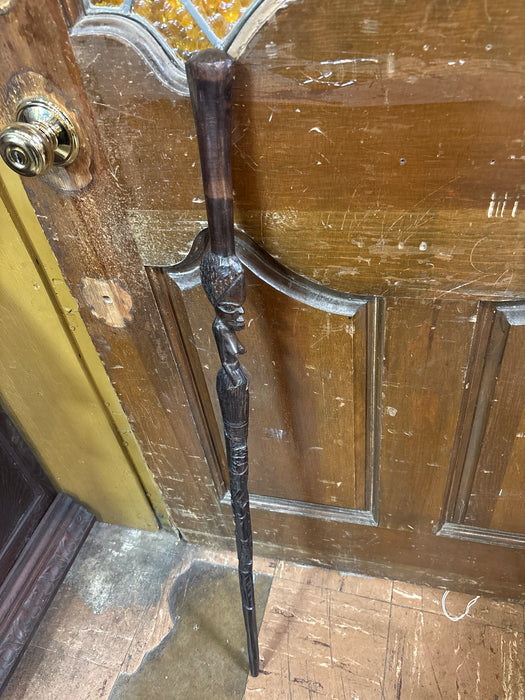 AFRICAN HARDWOOD WALKING STICK WITH LADY