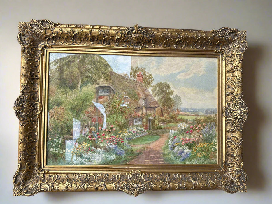 COTTSWALD COTTAGE IN SPRING ARTHUR STANLEY WILKINSON WATER COLOR CIRCA 1800S