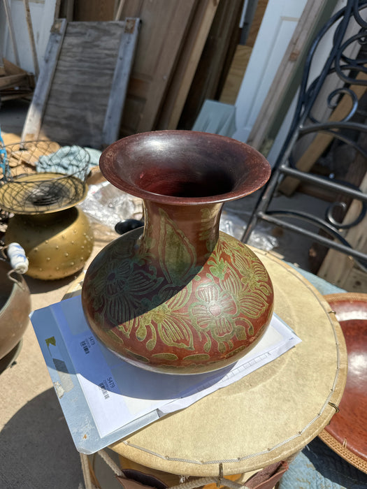 PAINTED METAL LOW VASE