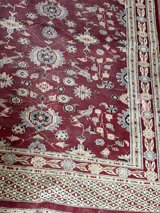 RED, BLUE AND GREEN HANDWOVEN RUG - AS FOUND