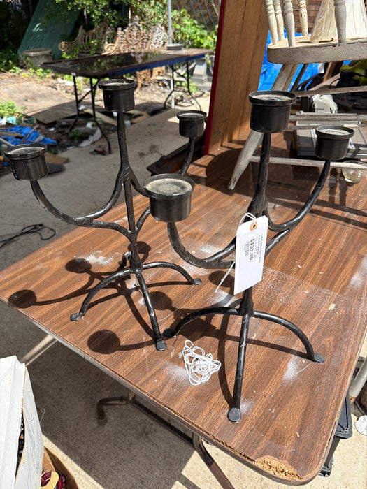 PAIR WROUGHT IRON CANDELABRA