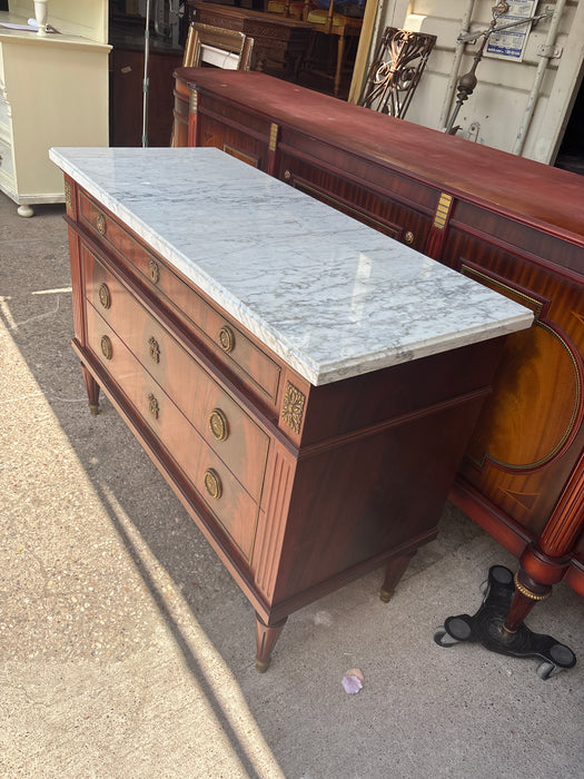 LOUIS XVI WHITE MARBLE TOP CHEST