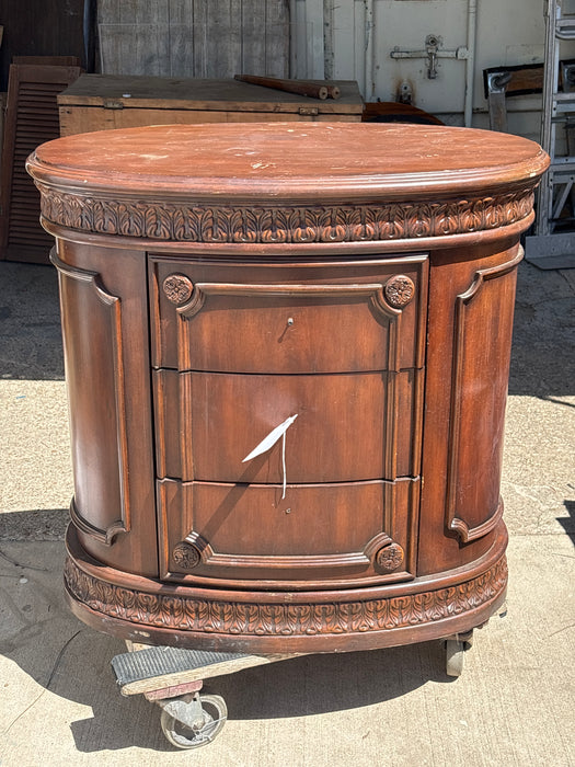MAHOGANY OVAL CHEST - AS FOUND