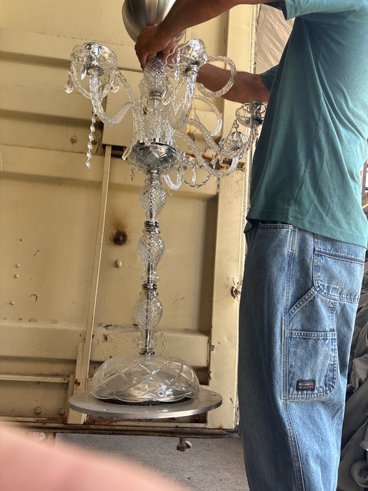 LARGE CHANDELIER GLASS COLLUMN WITH ARMS - AS FOUND