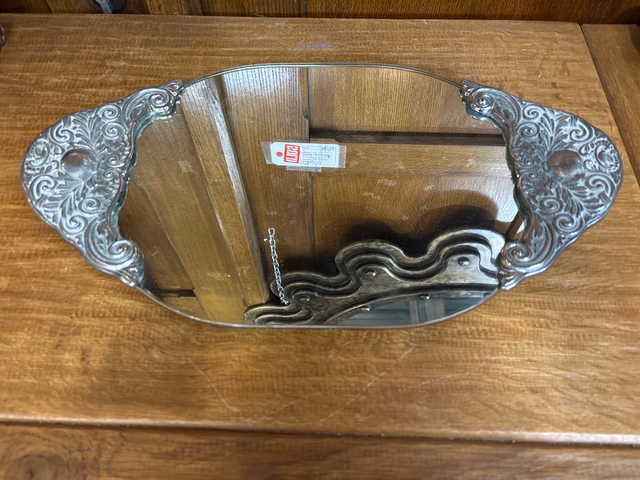 ALUMINUM AND MIRROR HANDLED TRAY GOTTINGER