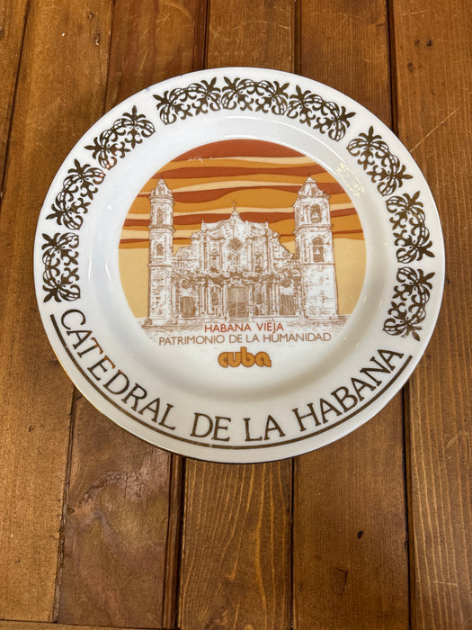 SUNSET ORANGE AND WHITE CUBAN PLATE