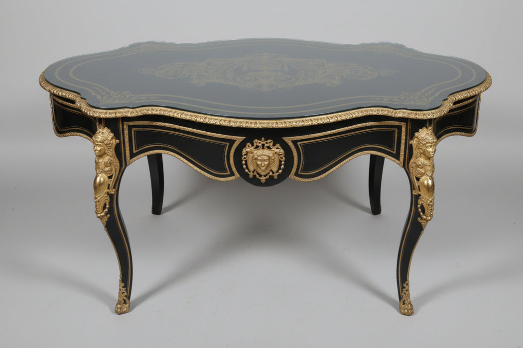FRENCH NAPOLEONIC EBONIZED ORMOLU WRITING DESK WITH DRAWER