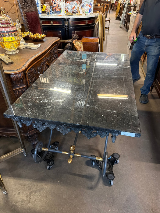 LARGE BLACK MARBLE TOP PASTRY TABLE