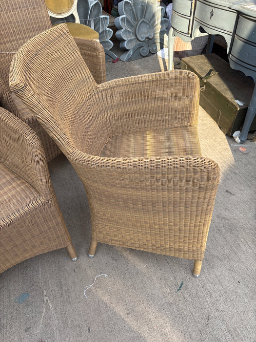 SET OF 4 WICKER CURVED ARM CHAIRS